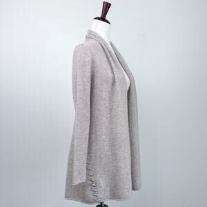 White + Warren 100% Cashmere Beige Neutral Knit Quiet Luxury Cardigan SMALL